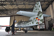 Heck der Me 262 mit dem Leitwerksträger, den Flossen und Rudern

