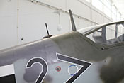 Peilrahmen und Antennenmast auf dem Rumpfrücken der Messerschmitt Bf 109
