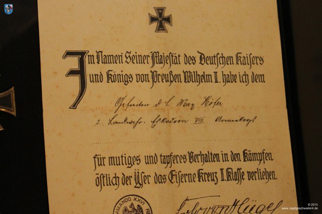 0007_Ypern_2013_Verleihungsurkunde_Eiserne_Kreuz_Zweiter_Klasse_Max_Hoefer